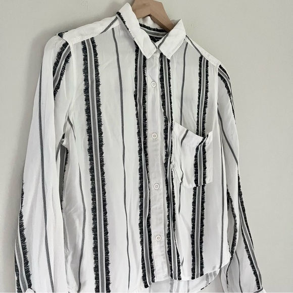 Rails Women’s Dana‎ Feather Stripe Button Front Top Black White Size XS - Picture 7 of 13